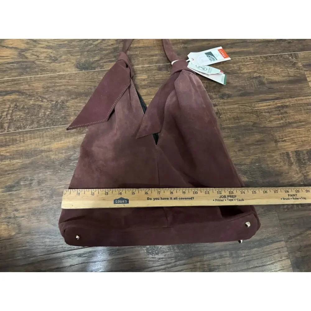 DIVINA FIRENZE suede double knot Hobo Shoulder Bag Wine